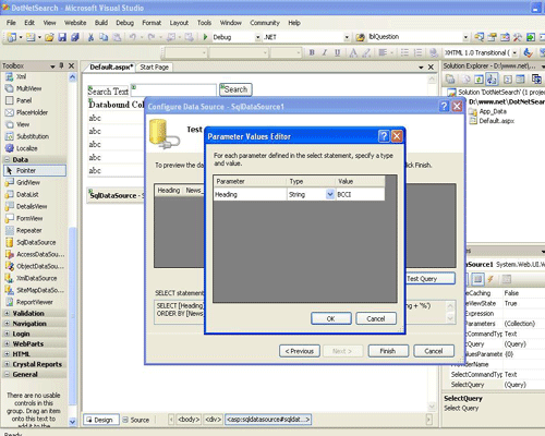 Test Sql Query statement In asp.net